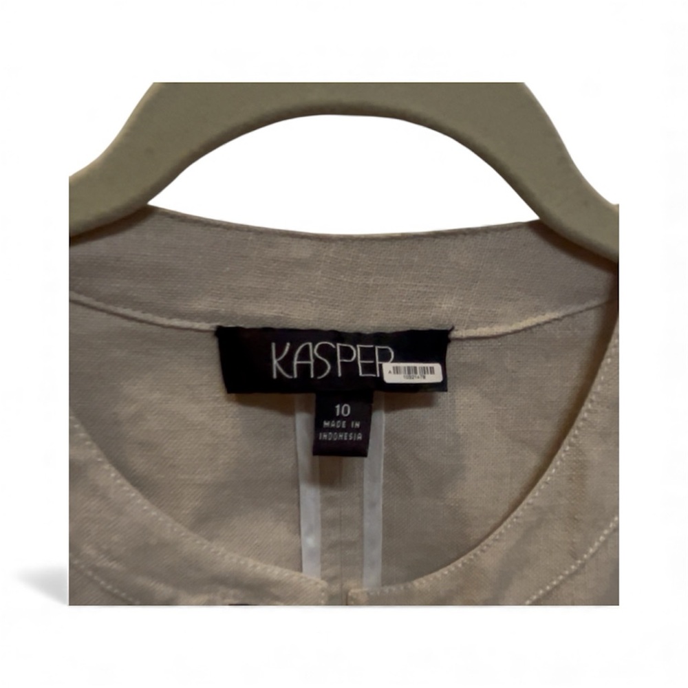 Kasper Safari Style Blazer Jacket Linen Blend Cream/Tan Size 10 - Picture 10 of 12